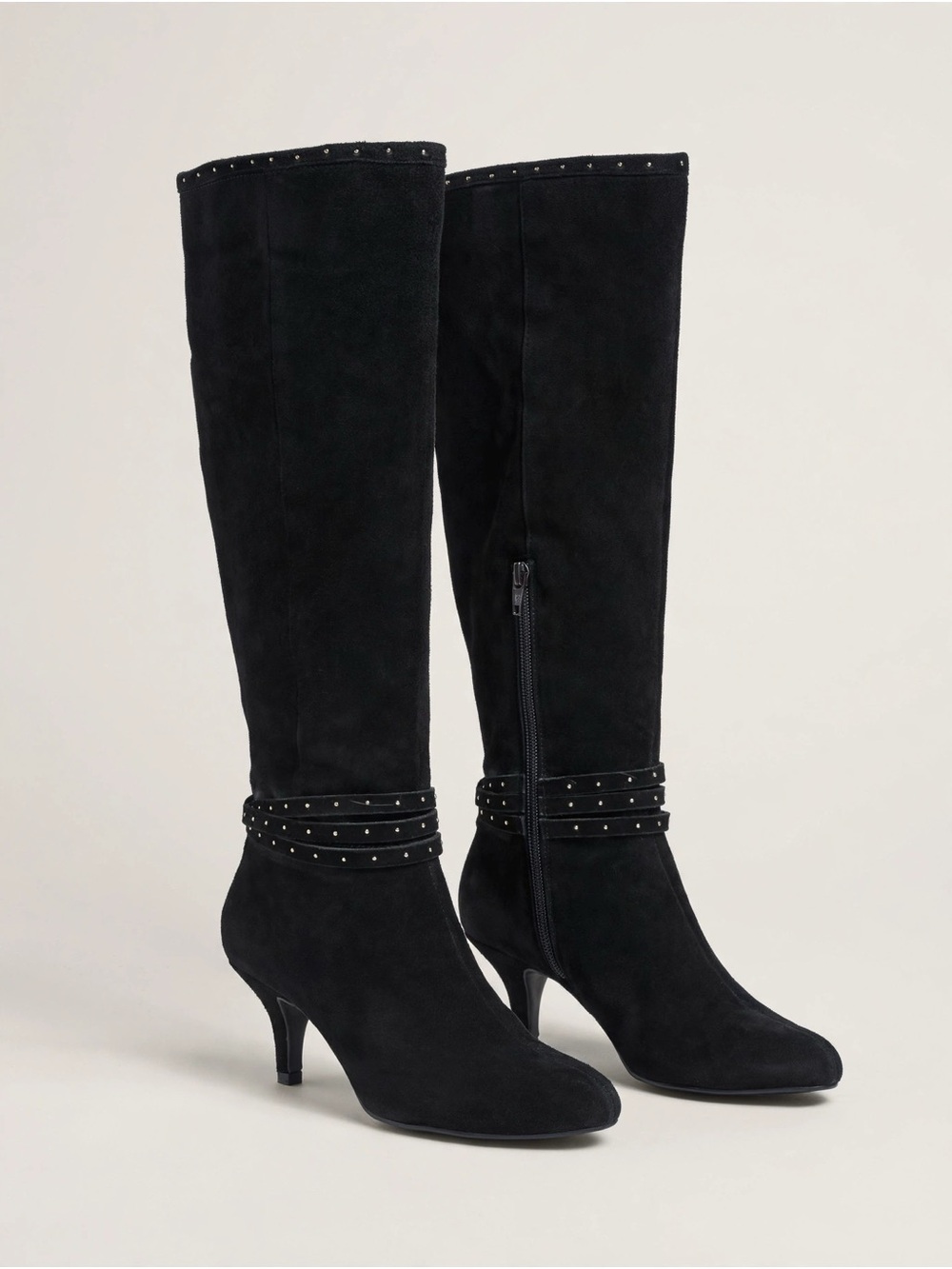 Bandolino Black Suede Over-the-Knee Studded Boots